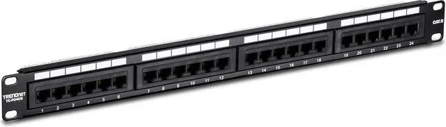Alt view image 5 of 6 - TRENDnet 24-Port Cat6 Unshielded Patch Panel, Wallmount or Rackmount, Compatible with Cat3,4,5,5e,6 Cabling, For Ethernet, Fast Ethernet, Gigabit Applications, Black, TC-P24C6
