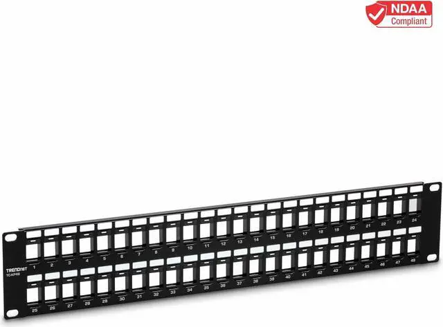 Alt view image 3 of 7 - TRENDnet 48-Port Blank Keystone 2U HD Patch Panel, TC-KP48, 2U 19 Metal Rackmount Housing, HD Keystone Network Patch Panel, Recommended w/TC-K25C6 & TC-K50C6 Cat6 Keystone Jacks (Sold Separately)