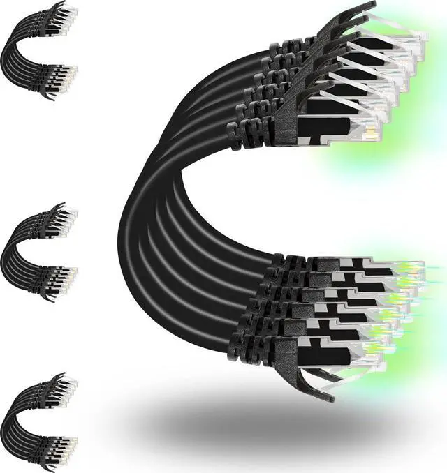 Main image of Patch Cables Cat6 1ft (24 Pack), Ethernet Patch Cable 10G, Cat 6 Patch Cable for Patch Panel to Switch, Flexiable Cat 6 Ethernet Cable with Gold Plated Black