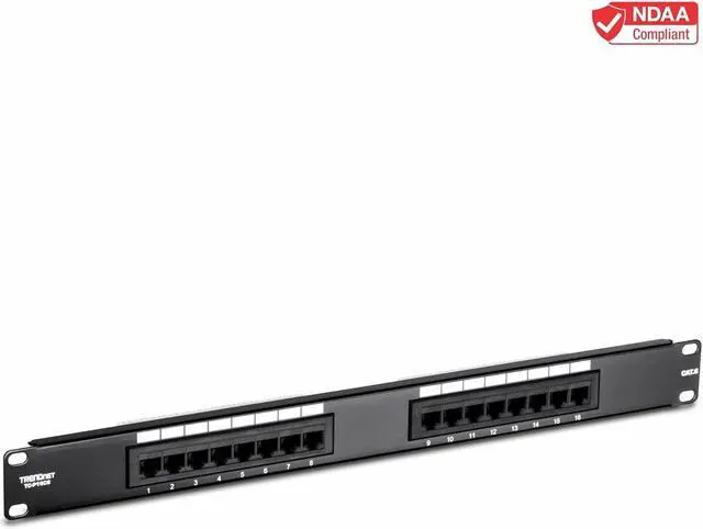 Alt view image 3 of 7 - TRENDnet 16-Port Cat6 Unshielded Patch Panel, TC-P16C6, Wallmount or Rackmount, 1U 19" Cat3/Cat4/Cat5/Cat5e/Cat6 Compatible, 250Mhz Connection, Ethernet/Fast Ethernet/Gigabit Ethernet (1000Base-T)