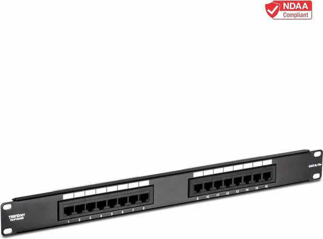 Alt view image 3 of 7 - TRENDnet 16-Port Cat5/5e Unshielded Patch Panel, TC-P16C5E, Wallmount or Rackmount, 1U 19", 100Mhz Connection, Ethernet/Fast Ethernet/Gigabit Ethernet (1000Base-T), Cat3/Cat4/Cat5 Compatible