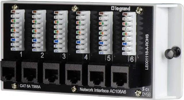 Alt view image 3 of 4 - Legrand - OnQ Home Theater Patch Panel, 6 Port Interface Module, Cat 6A Network Patch Panel for Wired Ethernet Connection, Black, AC106A6