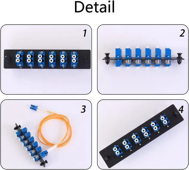 Alt view image 3 of 7 - VFLTOOL 2PCS 6 Duplex LC Adapters LGX Footprint Fiber Patch Panel Loaded 12 Fiber Ports Couplers Enclosure - LC UPC Blue Compatible with SingleMode Multimode|1.25G/10GB OS1-2/OM1-3