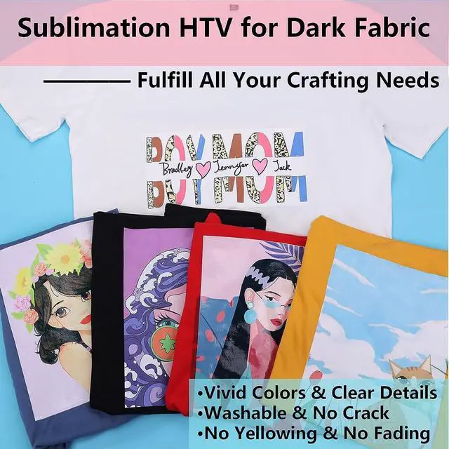 Alt view image 2 of 7 - HTVRONT Sublimation Vinyl for Dark/Light Fabric - 12" X 20FT Sublimation HTV Matte - Sublimation Blanks for Sublimation Shirts/Bag/Hat/Pillow