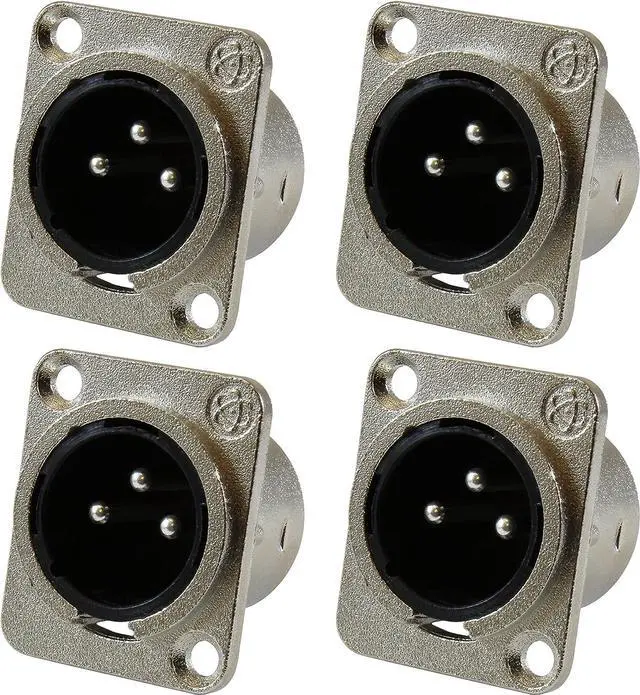 Main image of GLS Audio XLR Male Jack 3 Pin - Panel Mount Jacks D Series Size XLR-M - 4 Pack