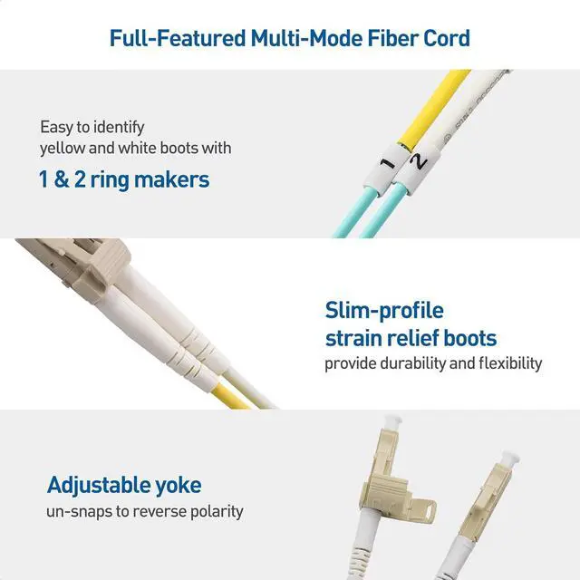 Alt view image 3 of 7 - Cable Matters 10Gb OFNP Plenum Rated Multimode Duplex 50/125 OM3 Fiber Cable, LC to SC Fiber Optic Cable - 22.9ft / 7m