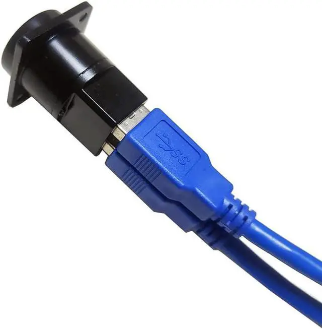 Alt view image 4 of 7 - ANMBEST Dual USB3.0 IP67 Waterproof Connector, 2 Ports Panel Mount Female to Female USB Bulkhead Coupler Adapter with Weatherproof Dust Cap
