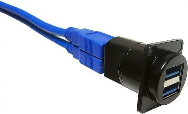 Alt view image 6 of 7 - ANMBEST Dual USB3.0 IP67 Waterproof Connector, 2 Ports Panel Mount Female to Female USB Bulkhead Coupler Adapter with Weatherproof Dust Cap