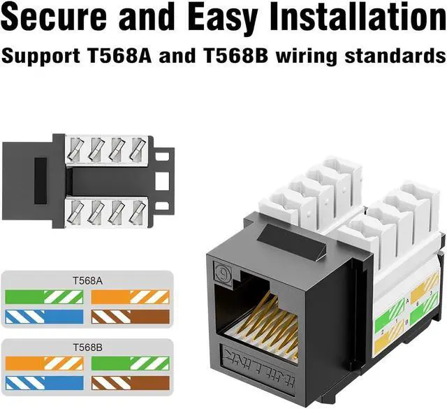 Alt view image 5 of 6 - iwillink 10Gbps Cat6 Ethernet Coupler - 90-Degree Keystone Jack Adapter (Black) 10-Pack