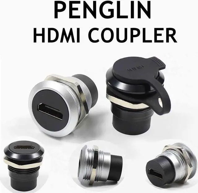 Alt view image 3 of 7 - PENGLIN 2PCS HDMI Panel Mount Coupler, HDMI Panel Mount Pass Through Connector, Female to Female 4K Bulkhead Adapter, HDMI Extension 4K 30hz 3D and HDR with Water/Dustcap