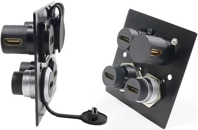 Alt view image 7 of 7 - PENGLIN 2PCS HDMI Panel Mount Coupler, HDMI Panel Mount Pass Through Connector, Female to Female 4K Bulkhead Adapter, HDMI Extension 4K 30hz 3D and HDR with Water/Dustcap