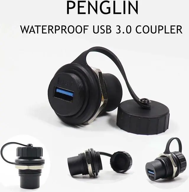 Alt view image 2 of 7 - PENGLIN 2PCS Waterproof USB 3.0 Panel Mount Coupler, IP67 USB Pass Through Connector, Female to Female Bulkhead Extension Adapter