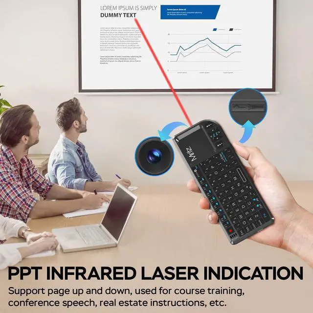 Alt view image 4 of 7 - Miritz 2.4GHz Mini Wireless Touchpad Keyboard, Lightweight Rechargeable Ultra Mini Thin USB with RGB Backlit Keyboard, Plug and Play, Fits for HTPC, for PS3/4