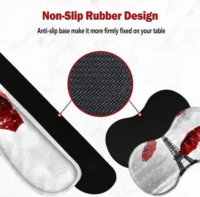 Alt view image 5 of 7 - ToLuLu Keyboard Wrist Rest + Mouse Pad Set+ Mouse Wrist Rest Support Combo, Memory Foam for Easy Typing Pain Relief, 4Pcs Non-Slip Keyboard Mouse Pad Set for Home & Office, Eiffel Tower
