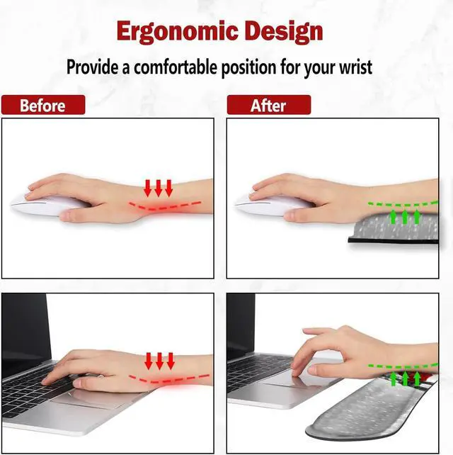 Alt view image 2 of 7 - ToLuLu Keyboard Wrist Rest + Mouse Pad Set+ Mouse Wrist Rest Support Combo, Memory Foam for Easy Typing Pain Relief, 4Pcs Non-Slip Keyboard Mouse Pad Set for Home & Office, Eiffel Tower