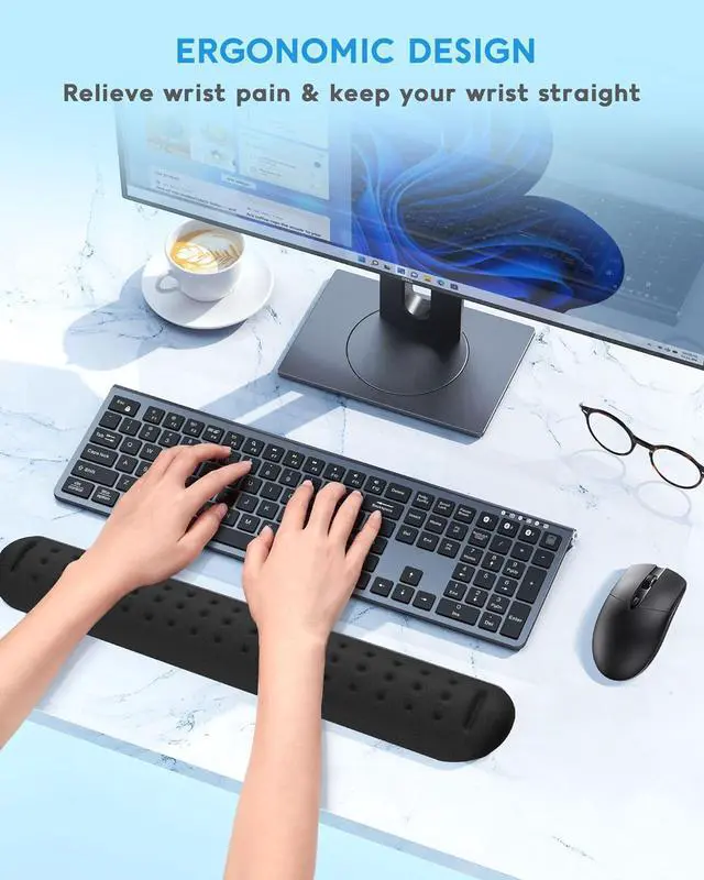 Alt view image 2 of 7 - Keyboard Wrist Rest Wrist Rest for Computer Keyboard Ergonomic Wrist Rest Easy Typing Pain Relief Keyboard Pad Anti-Slip Memory Foam Wrist Support Cushion for Laptop Office Gaming Black