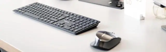 Alt view image 7 of 7 - CHERRY DW 9500 Slim Wireless Desktop Keyboard and Mouse Combo, Extra Flat Thin Design with Ergo Friendly Mouse Companion. Bluetooth or USB Receiver.