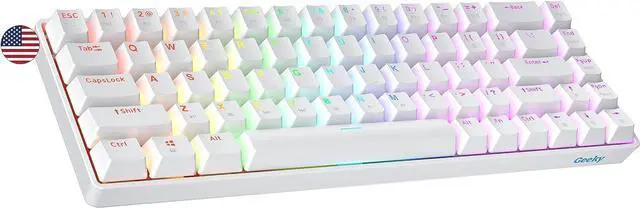 Main image of GK65 65% | Hot Swappable Mechanical Gaming Keyboard | 68 Keys Multi Color RGB LED Backlit for PC/Mac Gamer | ANSI US American Layout (White, Mechanical Brown)
