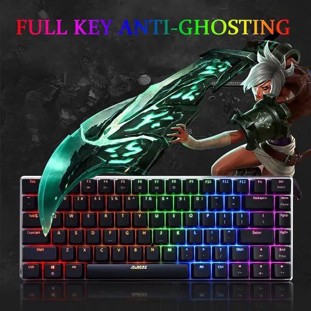 Alt view image 7 of 7 - LexonElec RGB LED Backlit Wired Mechanical Gaming Keyboard,AK33 82 Keys Compact Metal Panel Computer Keyboard with 20 Lighting Effect Modes for Windows PC Gamers(RGB Black Switch)