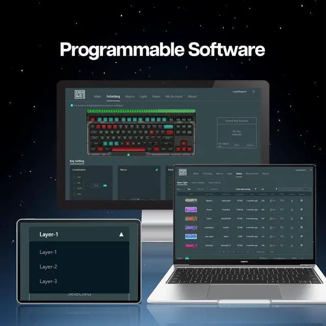 Alt view image 7 of 7 - EPOMAKER Brick 87 Tri-Mode TKL Mechanical Keyboard with Stackable Block Bar, Thumb-Scroll Knobs, Hot Swappable Gaming Keyboard, 3000mAh Battery, RGB, for Win/Mac (Grey Green, Wisteria Linear Switch)