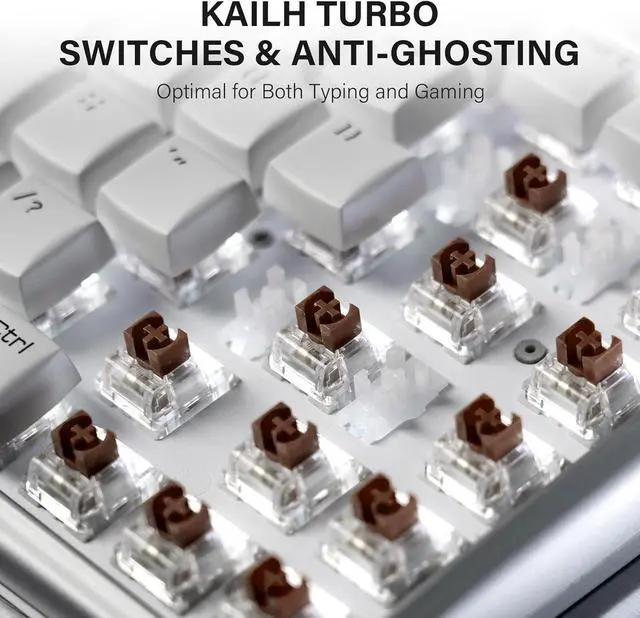 Alt view image 5 of 7 - Durgod K710 Wireless Mechanical Keyboard, 84-Key 75% Layout, Connect up to 3 Devices via Bluetooth/2.4G Wireless for Mac Windows Linux, LED Backlit & N-Key Rollover, Tactile Brown Switch, Navy Blue