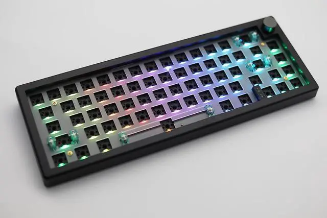 Alt view image 6 of 7 - GMK67 65% Mechanical Keyboard Kit Tri-Mode South-Facing RGB LED Gaming Keyboard for 3/5pin Switches,66 Keys+1 Knob Hotswap Socket PCB Gasket Mounted Plate DIY Keyboard Kit (Black)