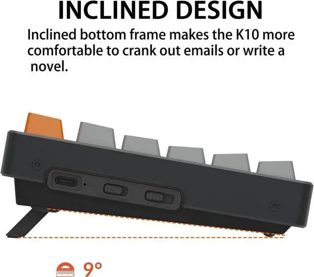 Alt view image 6 of 7 - Keychron K10 Full Size Layout 104-Key Wireless Mechanical Keyboard, Hot-Swappable RGB Backlight with Gateron G Pro Brown Switch Aluminum Bluetooth/Wired Gaming Keyboard for Mac Windows