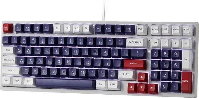 Main image of LTC NB981 Nimbleback 98 Keys Wired Mechanical Keyboard, 96% Gaming Keyboard w/White Backlit, Red Switch, Mecha Blue