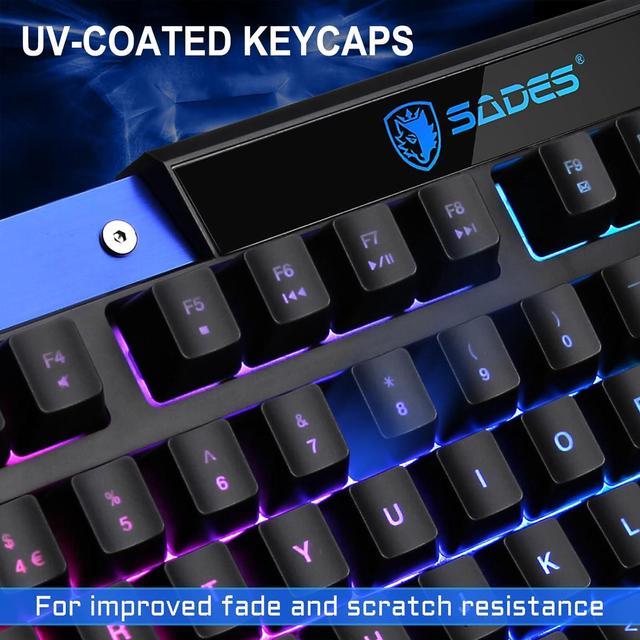 Alt view image 5 of 7 - SADES Battle Ram Gaming Keyboard and Mouse: Low Profile Backlit RGB - Full Size - Wired Light Up USB - Waterproof Membrane - Ergonomic Wrist Rest Gaming Keyboard with Included Mouse Pad