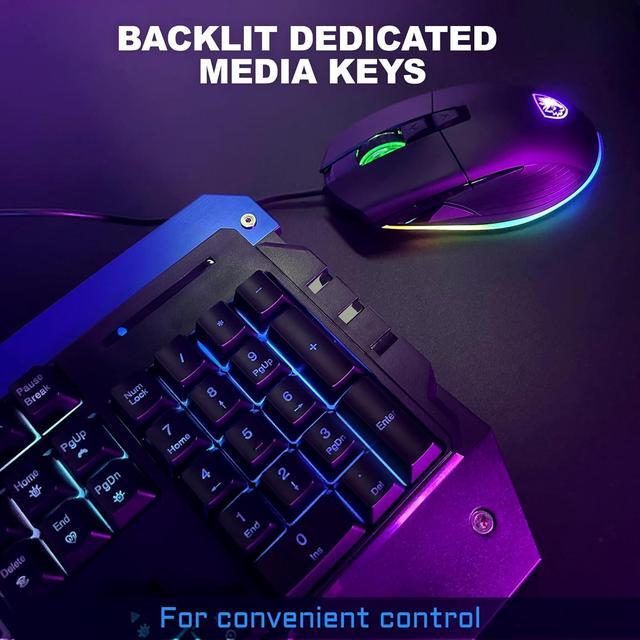 Alt view image 4 of 7 - SADES Battle Ram Gaming Keyboard and Mouse: Low Profile Backlit RGB - Full Size - Wired Light Up USB - Waterproof Membrane - Ergonomic Wrist Rest Gaming Keyboard with Included Mouse Pad