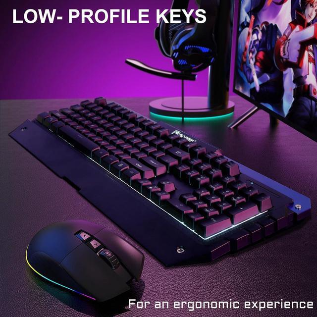 Alt view image 7 of 7 - SADES Battle Ram Gaming Keyboard and Mouse: Low Profile Backlit RGB - Full Size - Wired Light Up USB - Waterproof Membrane - Ergonomic Wrist Rest Gaming Keyboard with Included Mouse Pad
