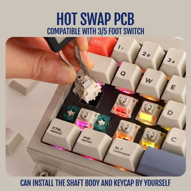 Alt view image 5 of 7 - CIDOO V65 V2 Wireless Hot Swap Mechanical Keyboard, 65% Gasket Mount Gaming Keyboard,with Aluminum CNC Case VIA Programmable South-Facing RGB Volume Knob for Win/Mac/Linux(Grey)