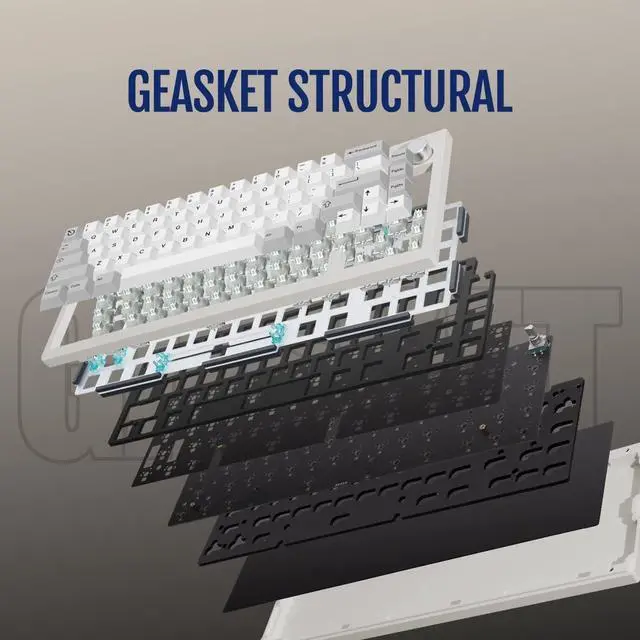 Alt view image 6 of 7 - CIDOO V65 V2 Wireless Hot Swap Mechanical Keyboard, 65% Gasket Mount Gaming Keyboard,with Aluminum CNC Case VIA Programmable South-Facing RGB Volume Knob for Win/Mac/Linux(Grey)