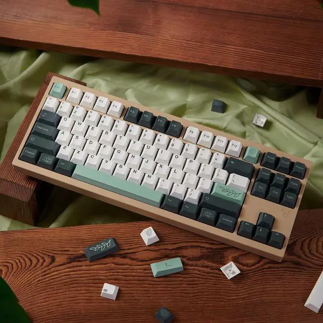 Alt view image 3 of 7 - 133 Keys Dye Sub PBT Keycaps Cherry Profile Green Botanical Keycaps Set Fit for 60% 65% 75% 95% Mechanical Keyboard Cherry Mx Switches