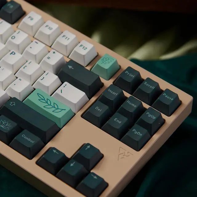 Alt view image 4 of 7 - 133 Keys Dye Sub PBT Keycaps Cherry Profile Green Botanical Keycaps Set Fit for 60% 65% 75% 95% Mechanical Keyboard Cherry Mx Switches