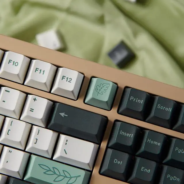 Alt view image 6 of 7 - 133 Keys Dye Sub PBT Keycaps Cherry Profile Green Botanical Keycaps Set Fit for 60% 65% 75% 95% Mechanical Keyboard Cherry Mx Switches
