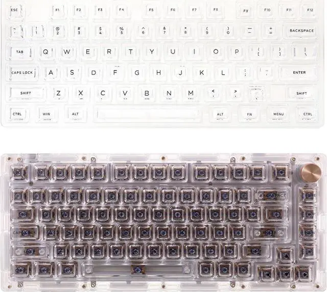 Main image of GK GAMAKAY 113 Keys Transparent PC Keycaps Set with 2.75 Shift, ASA Profile Keycaps for SN75 98% 75% Layout MX Gateron Kailh Switch Mechanical Gaming Keyboard (Amber Clear Theme)