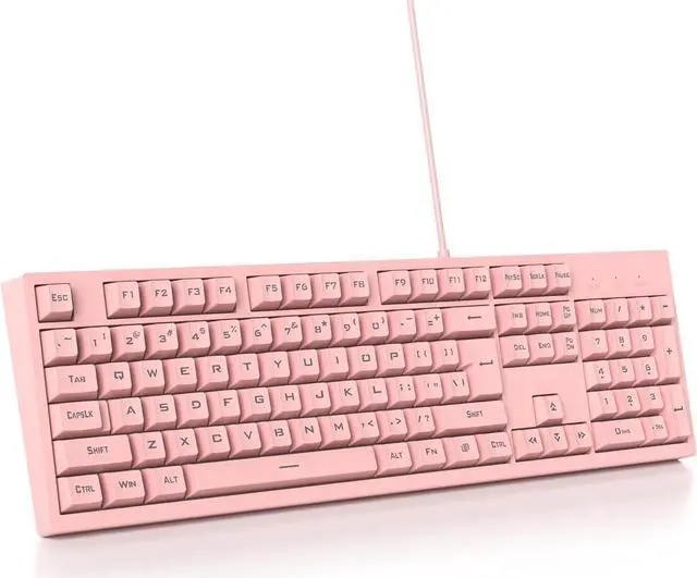 Alt view image 2 of 7 - Pink Gaming Keyboard 104 Keys LED Backlit Keyboard Wired Light up Keyboard Mechanical Feeling Double Shot Keycaps Membrane Keyboard for PC Laptop(104 Pink)