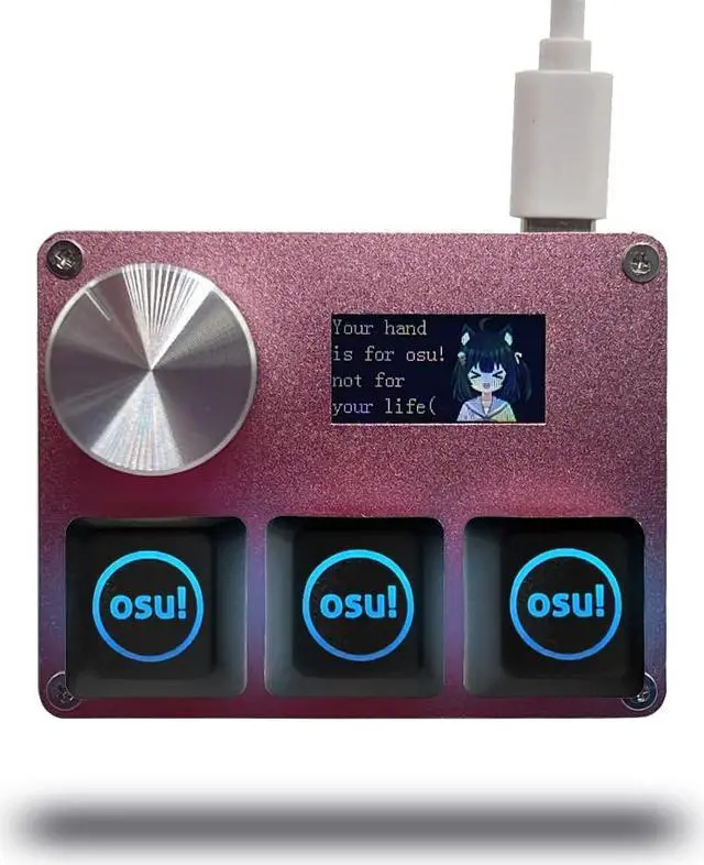 Main image of SayoDevice O3C OSU Keyboard Rapid Trigger Hall Switches Magnetic Linear Switches Keyboard with Knob and Screen,Copy Paste,Shotcut,Macro Hotswap Mini Keypad (with OSU keycaps-Pink)