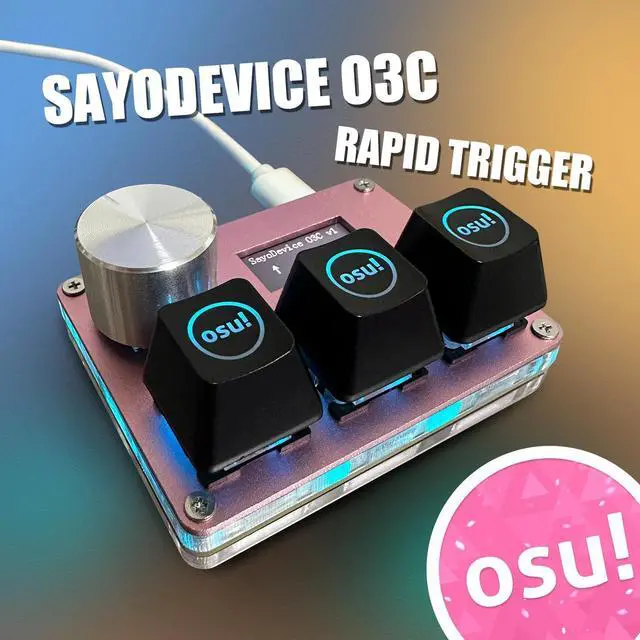 Alt view image 3 of 5 - SayoDevice O3C OSU Keyboard Rapid Trigger Hall Switches Magnetic Linear Switches Keyboard with Knob and Screen,Copy Paste,Shotcut,Macro Hotswap Mini Keypad (with OSU keycaps-Pink)