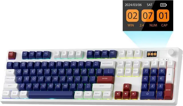 Main image of LTC Nimbleback NB1041 PRO Mechanical Keyboard w/Display Screen & Knob, Wireless 2.4Ghz/ BT/USB-C Wired RGB 104 Keys Gaming Keyboard, Software Support, Hot Swappable Red Switch,Mecha Blue