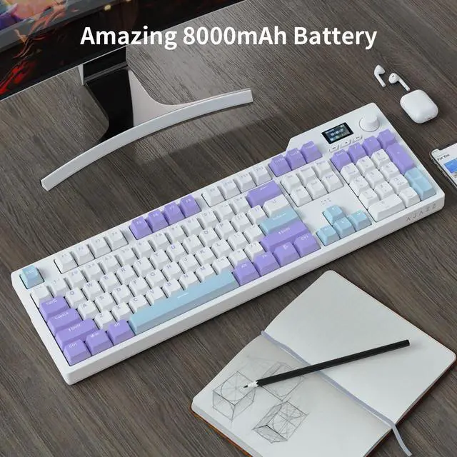 Alt view image 2 of 7 - AK35I V2 Full Size Hot Swap Mechanical Keyboard with Screen & Knob, 2.4G/BT/USB-C Gasket Keyboard, 8000mAh Battery South Facing LED RGB Gaming Office Keyboard with Number Pad