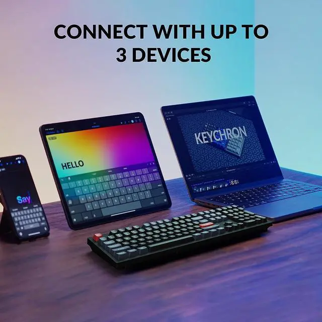 Alt view image 3 of 7 - Keychron K10 Pro Wireless Custom Mechanical Keyboard, QMK/VIA Programmable Bluetooth/Wired White Backlight, Hot-swappable Keychron K Pro Brown Switch - For Mac Windows Linux