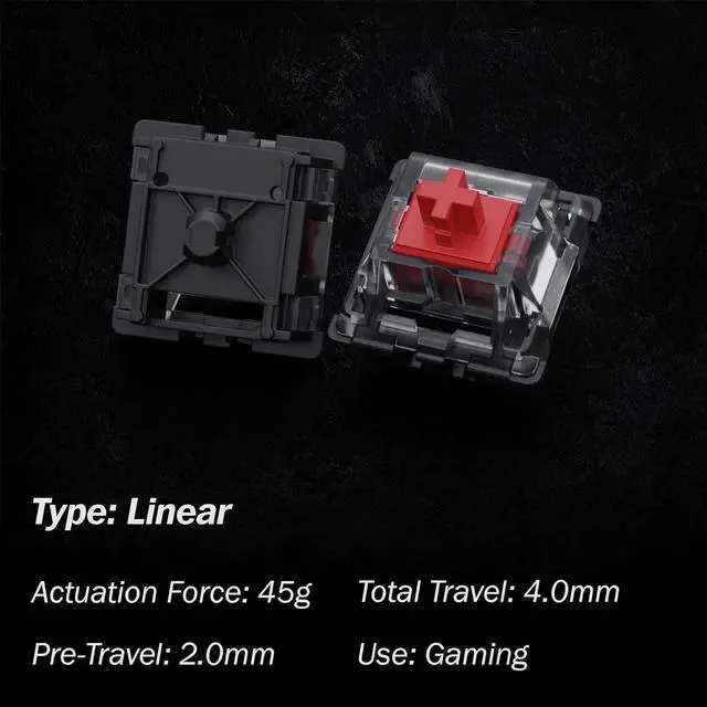 Alt view image 2 of 7 - Gateron KS-15 Optical Switches for MX Mechanical Gaming Keyboard | 45g Force | Linear | Clear Top RGB Switches for Backlit Keyboard | (65 PCS, Red)