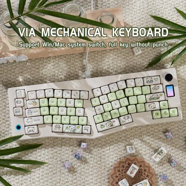 Alt view image 2 of 7 - CIDOO ABM066 Alice Keyboard Hot Swappable Mechanical Keyboard RGB Wireless Custom Gaming Keyboard with Cardamom Switch VIA Programmable Volume Knob for Win/Mac/iOS(PBT MOA Profile Panada Keycaps)