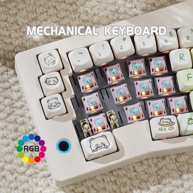 Alt view image 3 of 7 - CIDOO ABM066 Alice Keyboard Hot Swappable Mechanical Keyboard RGB Wireless Custom Gaming Keyboard with Cardamom Switch VIA Programmable Volume Knob for Win/Mac/iOS(PBT MOA Profile Panada Keycaps)