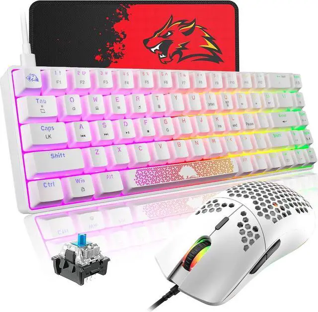 Main image of 60% Mechanical Gaming Keyboard and Mouse Combo RGB Backlight Ergonomic Anti-ghosting 68 Keys 6400DPI Silent Honeycomb Mice Type-C Wired for Computer Mac Gamer