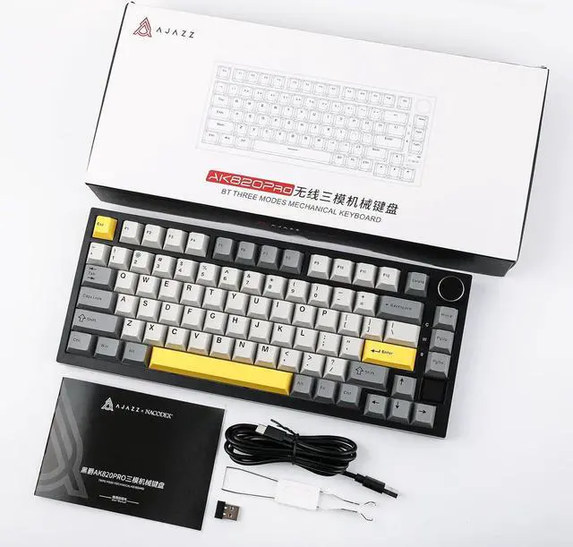 Alt view image 7 of 7 - EPOMAKER Ajazz AK820 Pro 75% Mechanical Keyboard, Gasket-Mounted Gaming Keyboard with TFT Smart Display&Knob, Bluetooth 5.1/2.4G Wireless/Type-C Wired Custom Keyboard (Grey, Gift Switch)