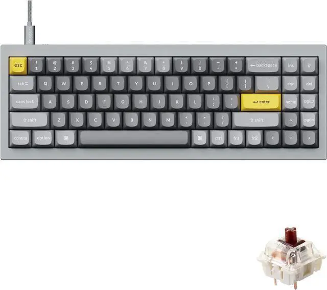 Main image of Keychron Q7 70% Layout Hot-Swappable RGB Wired Custom Mechanical Keyboard Compatible with Mac Windows Linux, QMK/VIA Programmable Macro Gateron G Pro Brown Switch Double Gasket Kit Full Aluminum-Grey