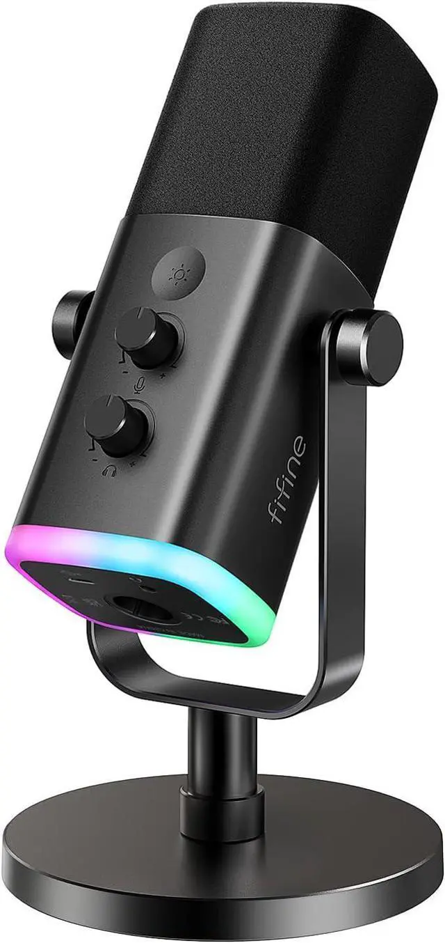 Main image of Dynamic Microphone for Podcast Recording, PC Computer Gaming Streaming Mic with RGB Light, Mute Button, Headphones Jack, Desktop Stand, Vocal Mic for Singing YouTube-AmpliGame AM8
